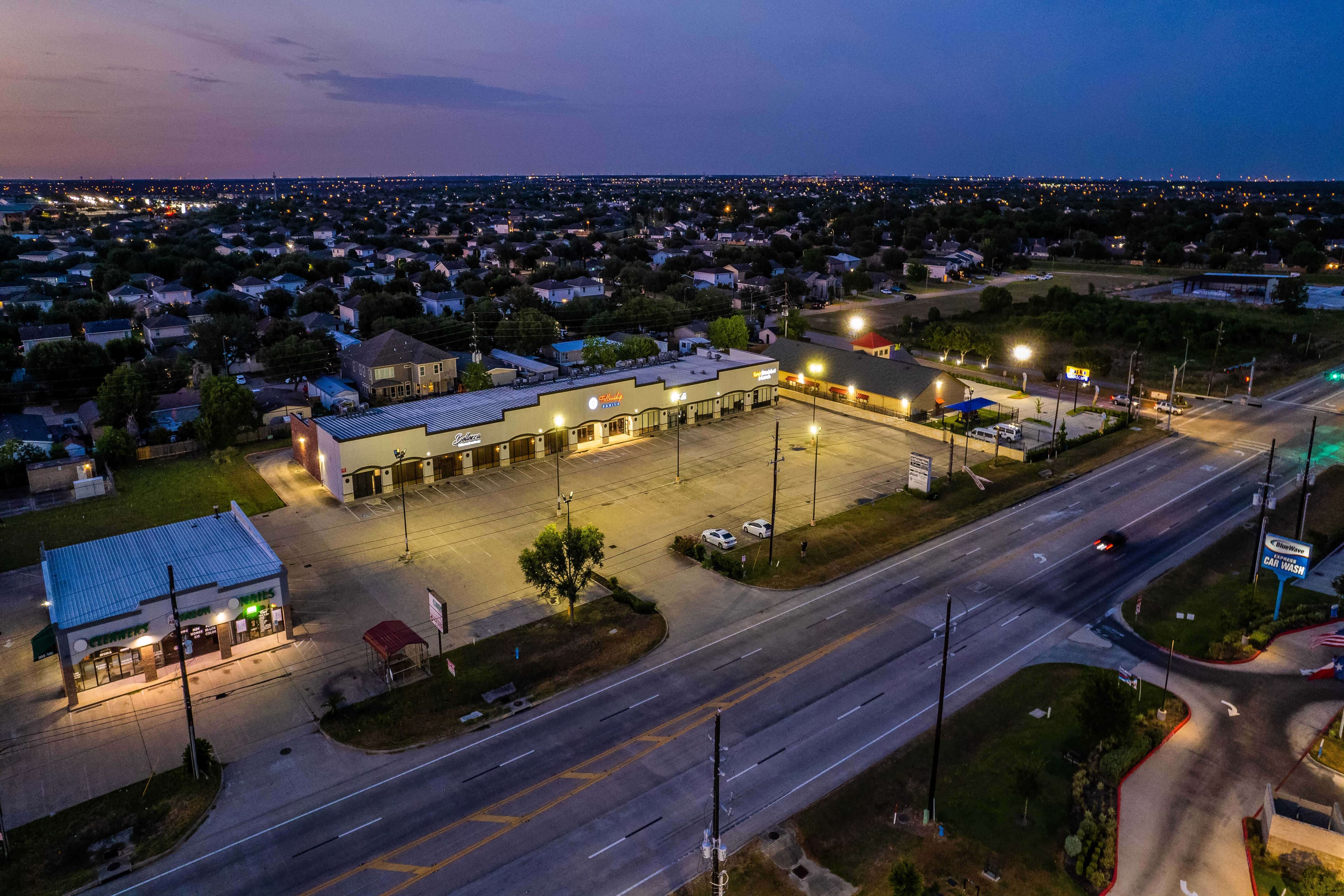 Aerial view of the plaza parking lot